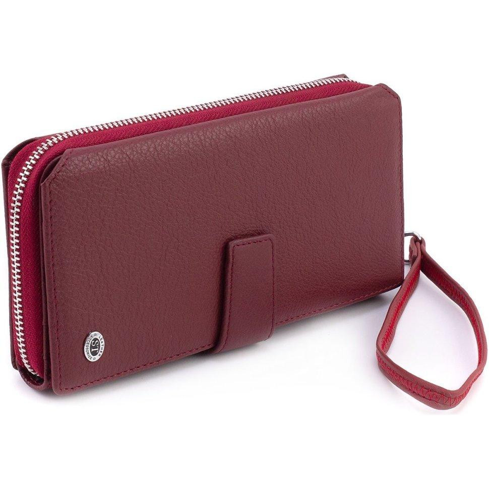 ST Leather Жіночий гаманець-клатч з натуральної шкіри бордового кольору з ремінцем кисті  1767380 - зображення 1