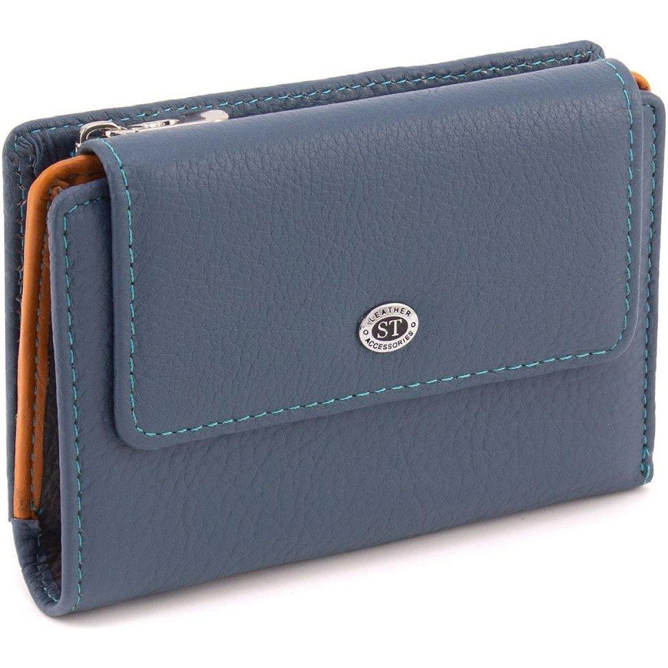 ST Leather Шкіряний жіночий гаманець середнього розміру в синьому кольорі  1767267 - зображення 1