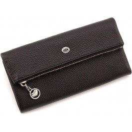 ST Leather Жіночий гаманець із фактурної шкіри чорного кольору на кнопці  1767412