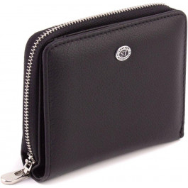 ST Leather Шкіряний жіночий гаманець чорного кольору з місткою монетницею  1767345
