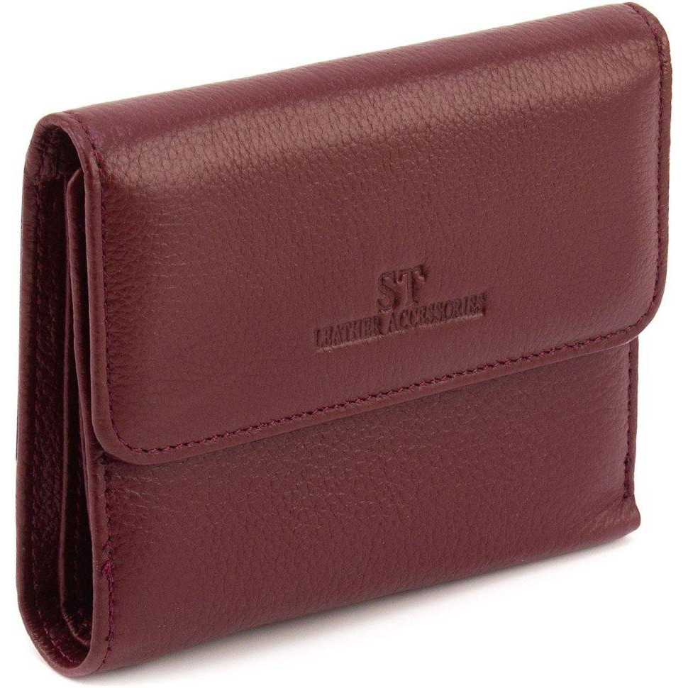 ST Leather Жіночий гаманець із натуральної шкіри бордового кольору на магнітах  1767287 - зображення 1