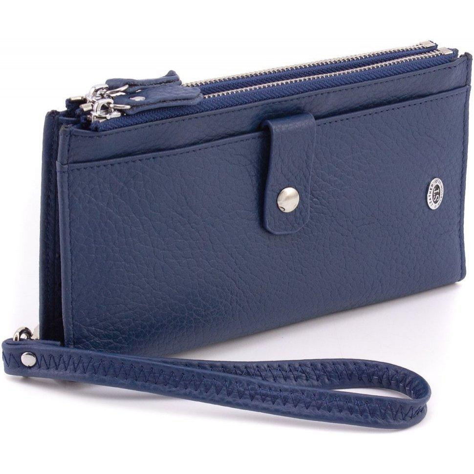 ST Leather Синій жіночий гаманець із фактурної шкіри на кнопках  1767403 - зображення 1