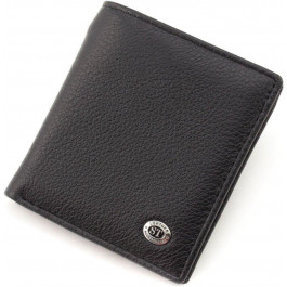 ST Leather Чорний шкіряний гаманець невеликого розміру на магнітах  1767265
