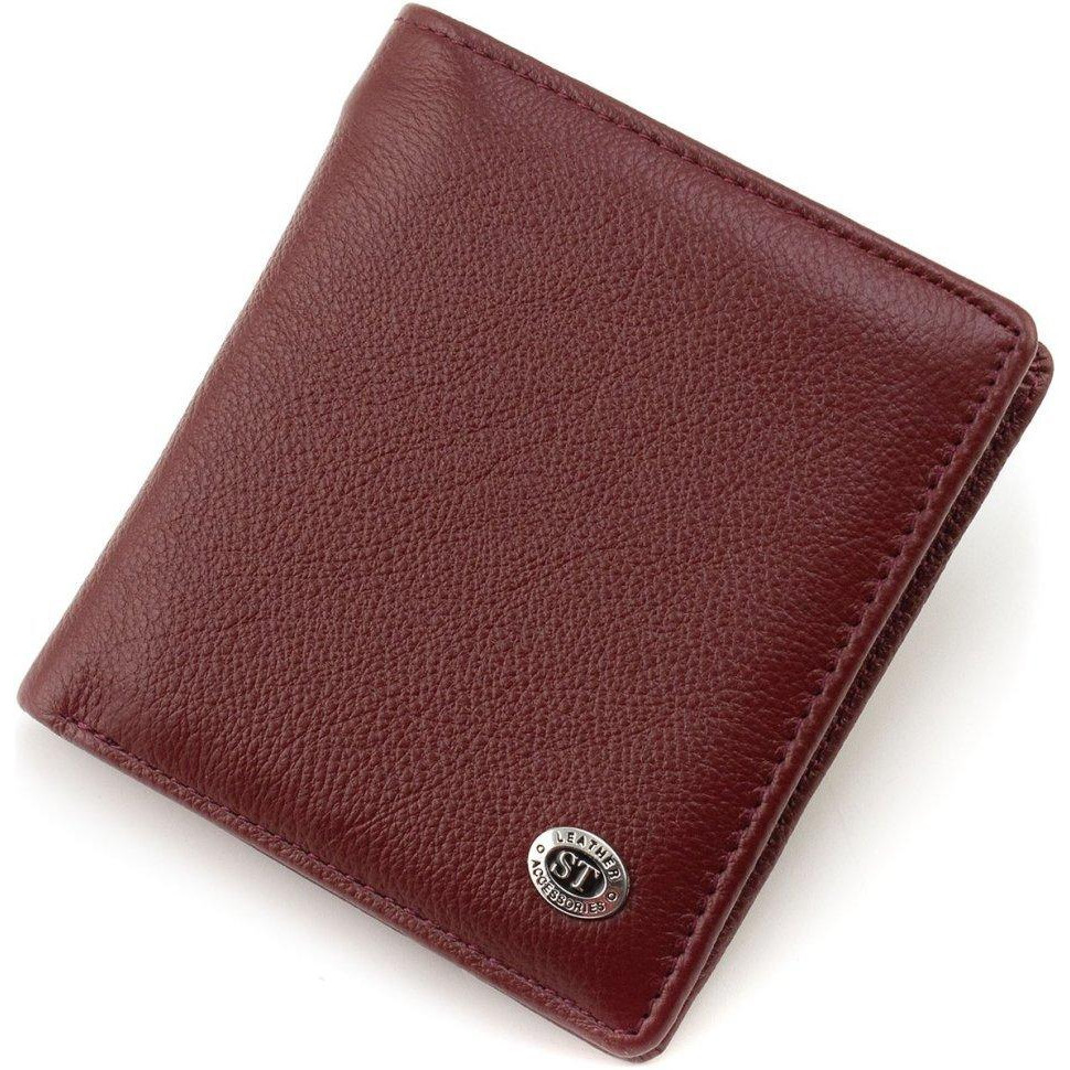 ST Leather Бордовий жіночий гаманець із натуральної фактурної шкіри на магнітах  1767266 - зображення 1