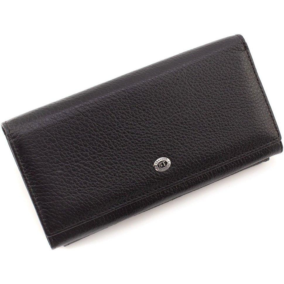 ST Leather Великий жіночий гаманець із натуральної шкіри чорного кольору із клапаном на магніті  1767417 - зображення 1