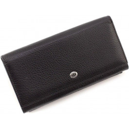 ST Leather Великий жіночий гаманець із натуральної шкіри чорного кольору із клапаном на магніті  1767417