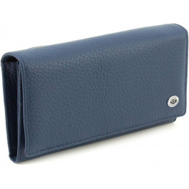 ST Leather Синій жіночий гаманець із натуральної шкіри із клапаном на кнопці  1767395