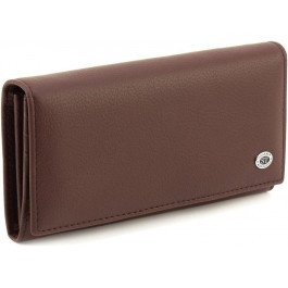 ST Leather Коричневий жіночий гаманець із натуральної шкіри із клапаном на кнопці  1767392