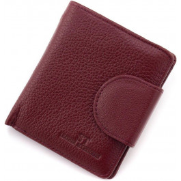 ST Leather Бордовий жіночий гаманець із фактурної шкіри з хлястиком на кнопці  1767296