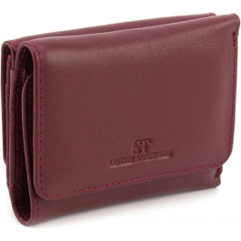 ST Leather Невеликий жіночий шкіряний гаманець бордового кольору на кнопці  1767235