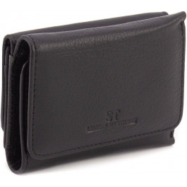 ST Leather Чорний жіночий гаманець маленького розміру із натуральної шкіри з монетницею  1767236