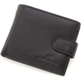 ST Leather Невеликий чоловічий портмоне з натуральної чорної шкіри з блоком під карти  1767459