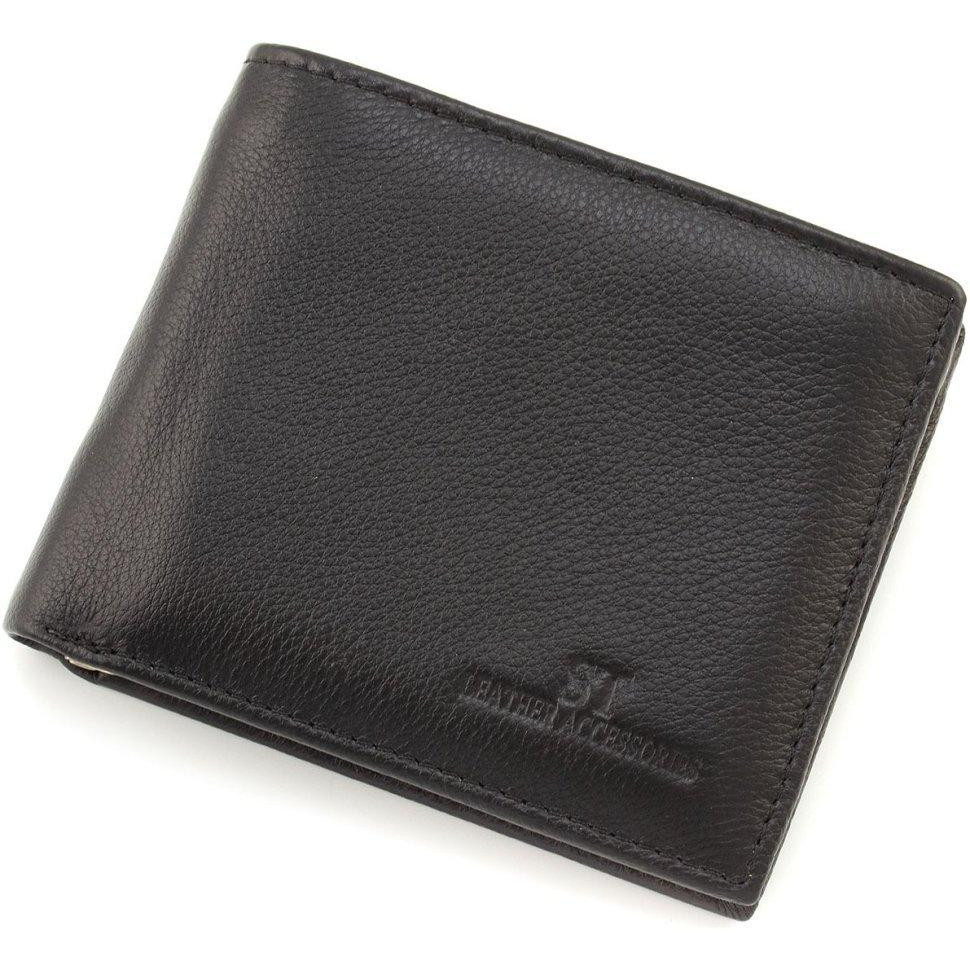 ST Leather Чоловічий портмоне з натуральної шкіри чорного кольору з зажимом  1767454 - зображення 1