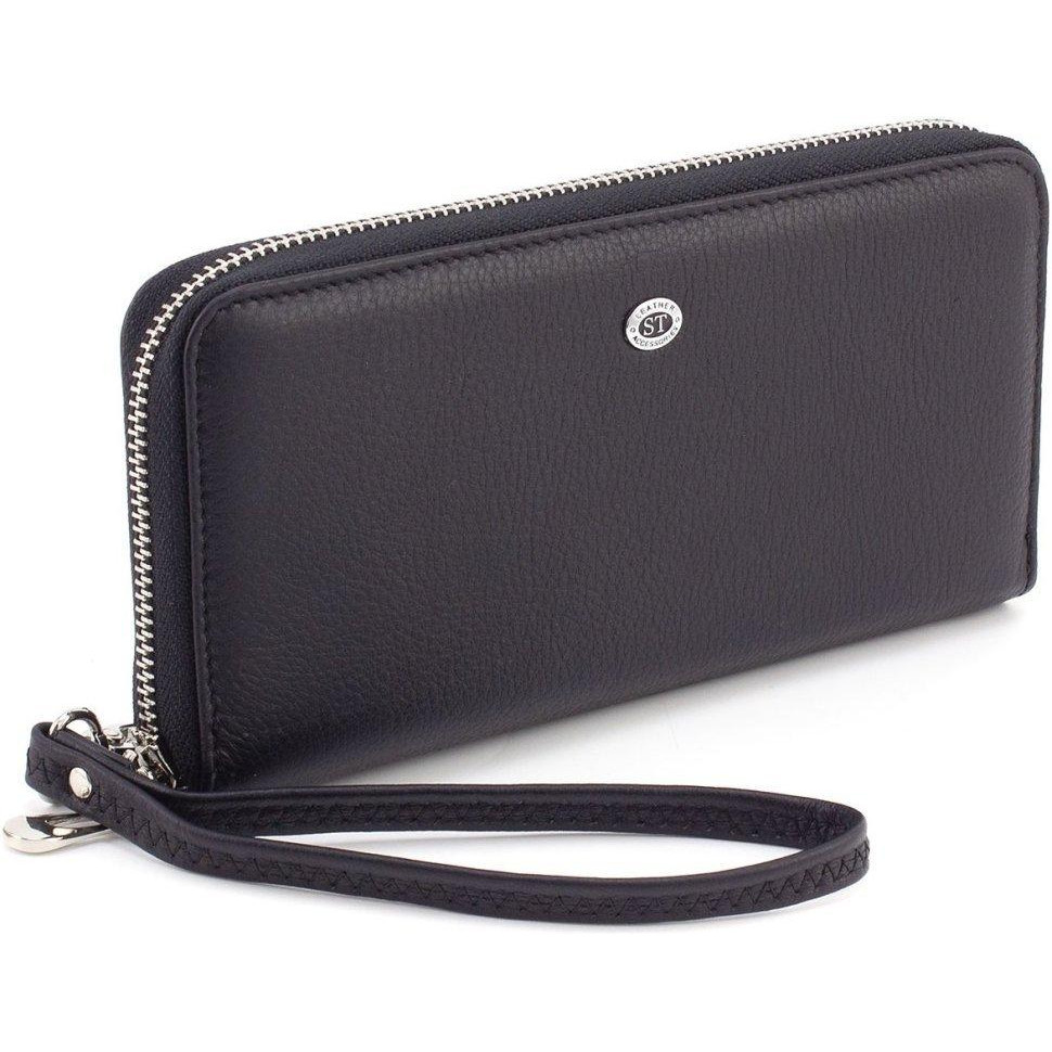 ST Leather Шкіряний жіночий гаманець чорного кольору з блискавковою застібкою  1767433 - зображення 1