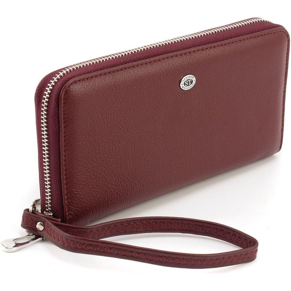 ST Leather Жіночий бордовий гаманець із натуральної шкіри з блискавковою застібкою  1767432 - зображення 1