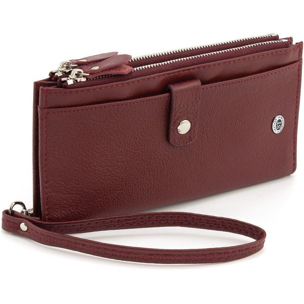 ST Leather Шкіряний жіночий гаманець бордового кольору з кистьовим ремінцем  1767400 - зображення 1