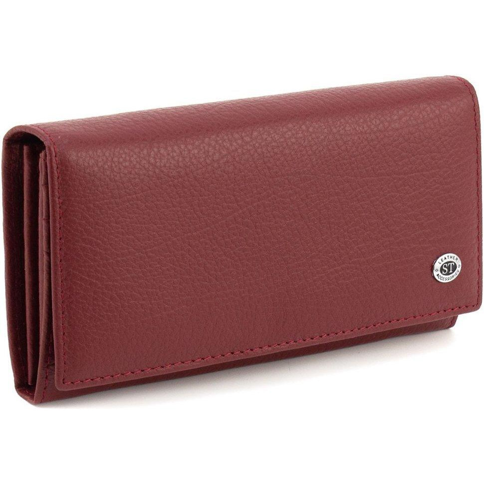ST Leather Бордовий жіночий гаманець із натуральної шкіри із клапаном на кнопці  1767394 - зображення 1