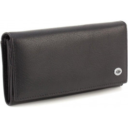 ST Leather Шкіряний жіночий гаманець чорного кольору з хлястиком на кнопці  1767393