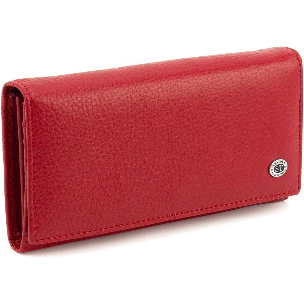 ST Leather Шкіряний жіночий гаманець червоного кольору з клапаном на кнопці  1767391 - зображення 1
