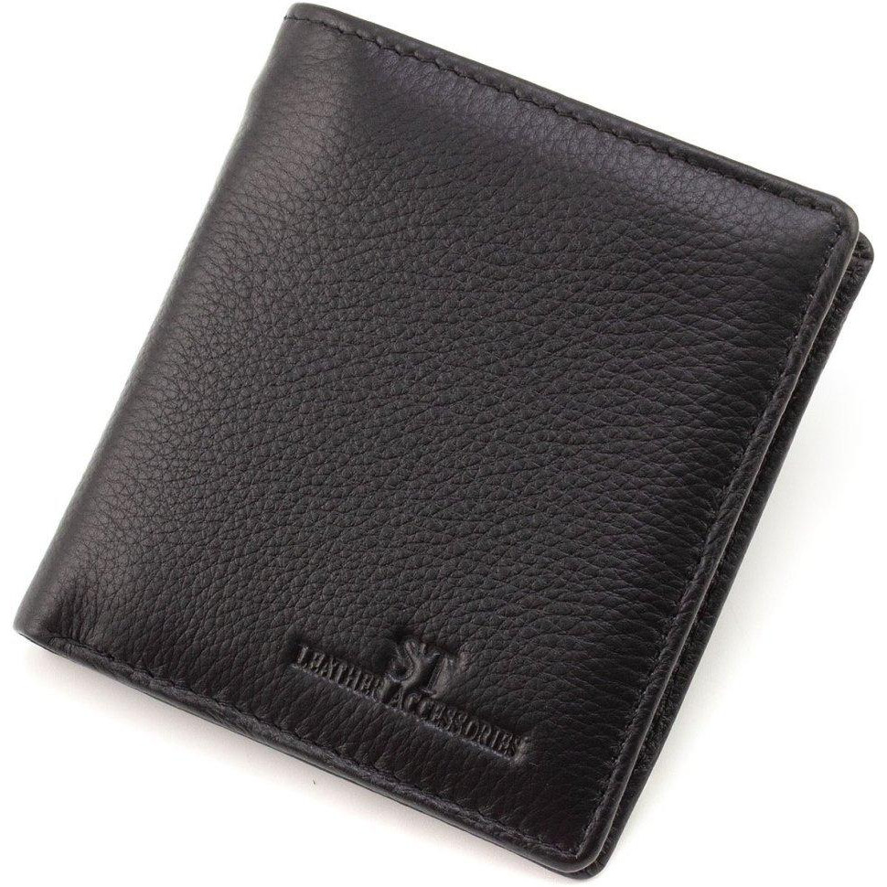 ST Leather Шкіряний гаманець чорного кольору з фіксацією на магніти  1767262 - зображення 1