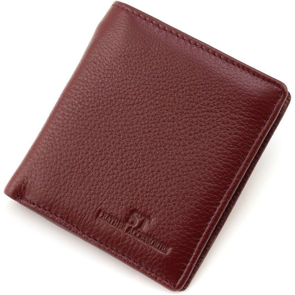 ST Leather Шкіряний жіночий гаманець бордового кольору на магнітах  1767261 - зображення 1
