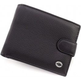 ST Leather Чоловіче портмоне із чорної шкіри з відкидним блоком під карти та документи  1767462