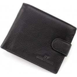 ST Leather Чоловічий портмоне із фактурної натуральної шкіри чорного кольору на кнопці  1767437