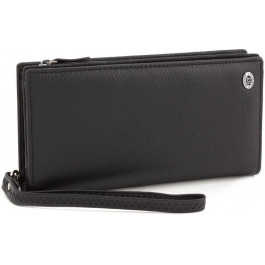ST Leather Місткий шкіряний гаманець чорного кольору під багато карток  (15383)