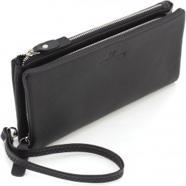 ST Leather Чорний жіночий гаманець-клатч із натуральної шкіри на блискавці  1767424