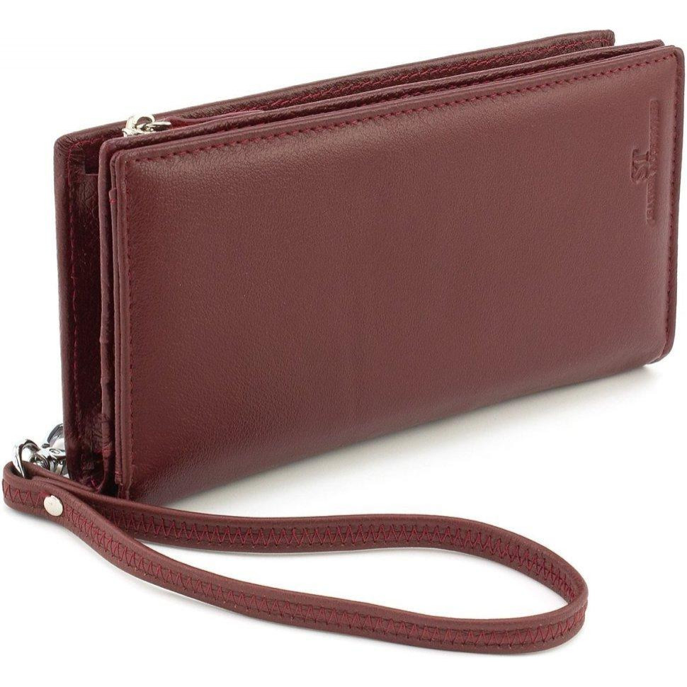 ST Leather Місткий жіночий гаманець із натуральної шкіри бордового кольору на зап'ястя  1767480 - зображення 1