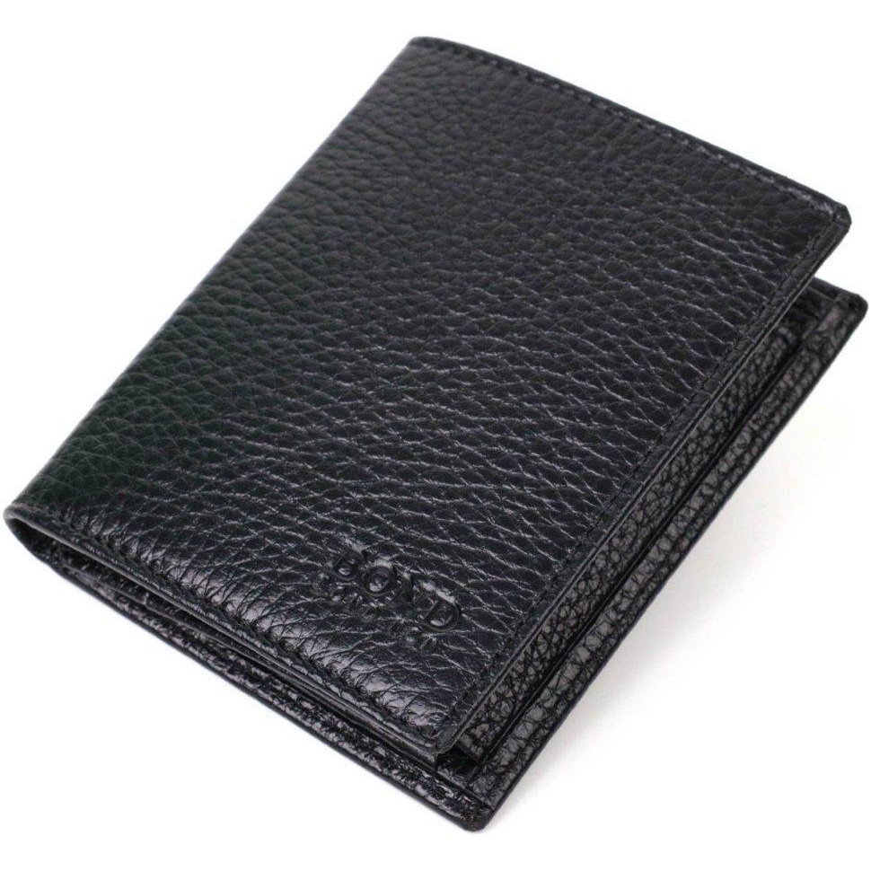 Bond Non Маленьке чоловіче портмоне із фактурної шкіри чорного кольору без застібки BOND (2421992) - зображення 1