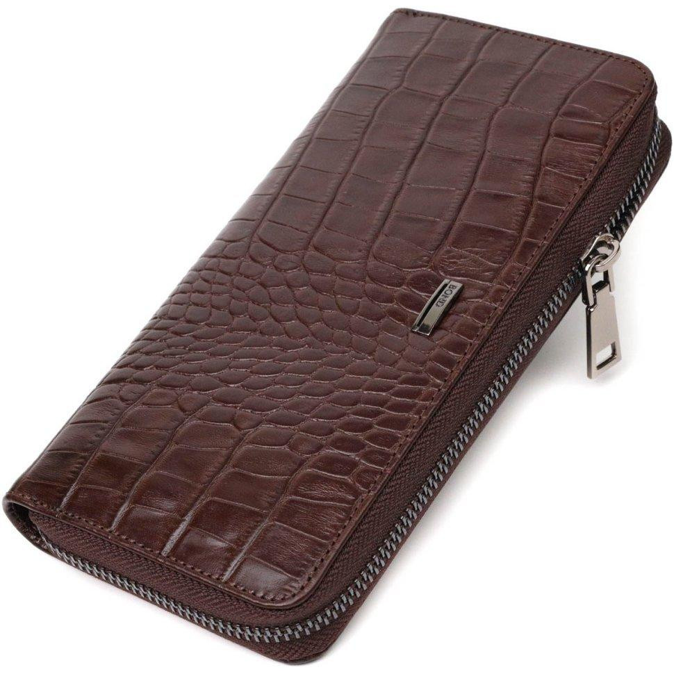 Bond Non Місткий гаманець з натуральної шкіри коричневого кольору з тисненням під крокодила BOND (2421982) - зображення 1
