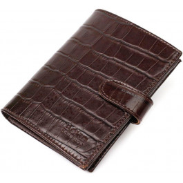 Bond Non Коричневий чоловічий гаманець середнього розміру з натуральної шкіри з тисненням під крокодила BOND 