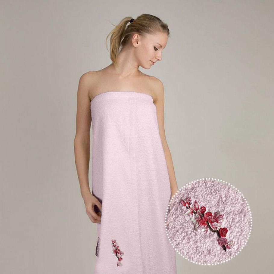 Zastelli Рушник для сауни  420GSM, махра з вишивкою, сакура, рожевий, S/M (2000008831116) - зображення 1