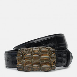 Sergio Torri Набір зі шкіри крокодила ремінь чоловічий + ремінець для годинника + пряжка  7-0013 Чорні (200000002