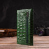 CANPELLINI Довгий зелений жіночий гаманець із натуральної шкіри з тисненням під крокодила  (2421701) - зображення 7