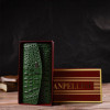 CANPELLINI Довгий зелений жіночий гаманець із натуральної шкіри з тисненням під крокодила  (2421701) - зображення 8