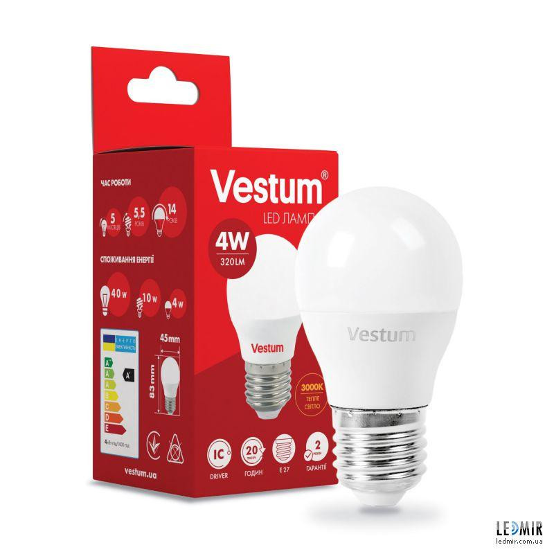 Vestum LED G45 4W 3000K 220V E27 (1-VS-1206) - зображення 1