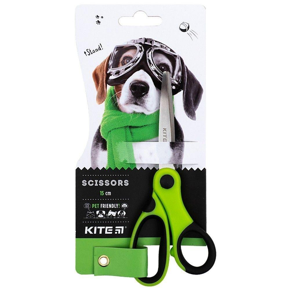 Kite Ножницы детские  Dogs 15 см с резиновыми вставками Зеленые (k22-126) - зображення 1