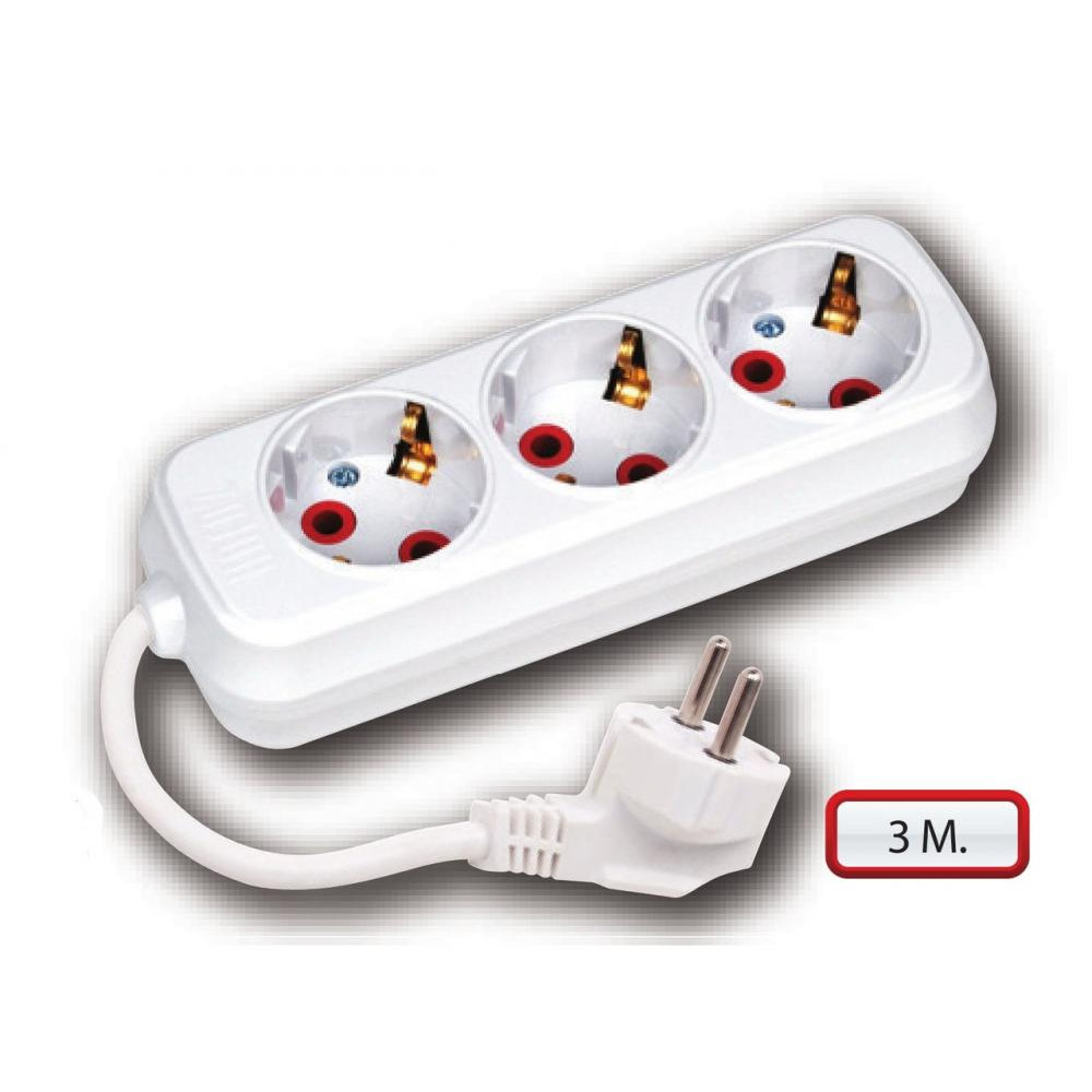 Horoz Electric 3-Gang Socket 3 гн. 16А 3м (200-303-301) - зображення 1