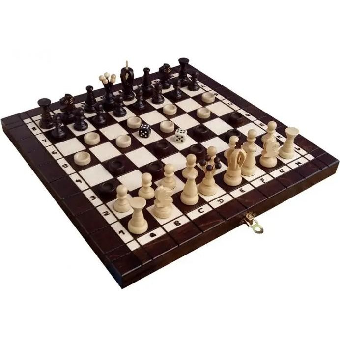 Madon Шахи шашки нарди набір універсальний  143 дерев'яний 35х35 см - зображення 1