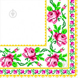 La Fleur Серветки столові  Вишита троянда 33х33 см білий з рожевим 16 шт. (4820164962558)