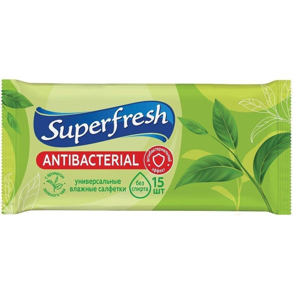 SuperFresh Серветки вологі  Antibacterial Green Tea 15шт - зображення 1