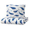 IKEA BLAVINGAD Підковдра та наволочка візерунок кит синій/білий 150x200/50x60 см (205. - зображення 1