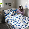 IKEA BLAVINGAD Підковдра та наволочка візерунок кит синій/білий 150x200/50x60 см (205. - зображення 3