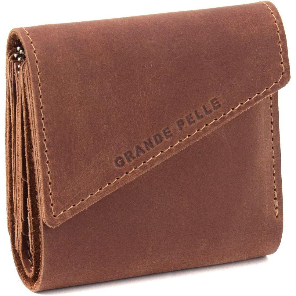 Grande Pelle Компактний гаманець з вінтажної шкіри теракотового кольору  67841 - зображення 1
