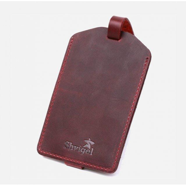 SHVIGEL Картхолдер шкіряний  leather-16558 Бордовий - зображення 1