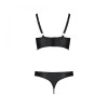 Passion Комплект из эко-кожи Passion Malwia Bikini black XXL/XXXL: с люверсами и ремешками, бра и трусики (S - зображення 4