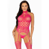 Leg Avenue High neck lace bodystocking Raspberry O/S (SO8572) - зображення 1