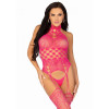 Leg Avenue High neck lace bodystocking Raspberry O/S (SO8572) - зображення 5